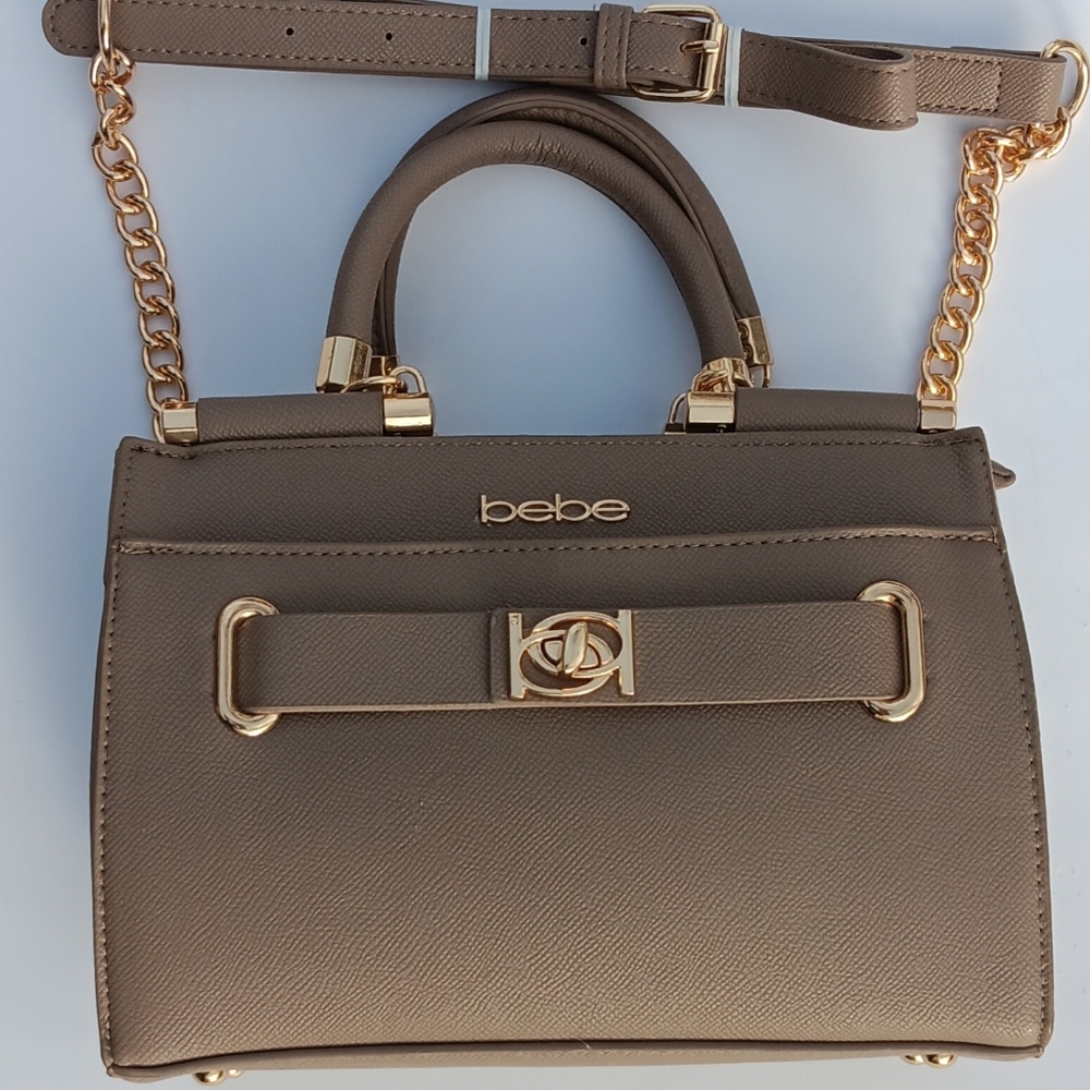 Bebe Taupe handbag with over the shoulder strap